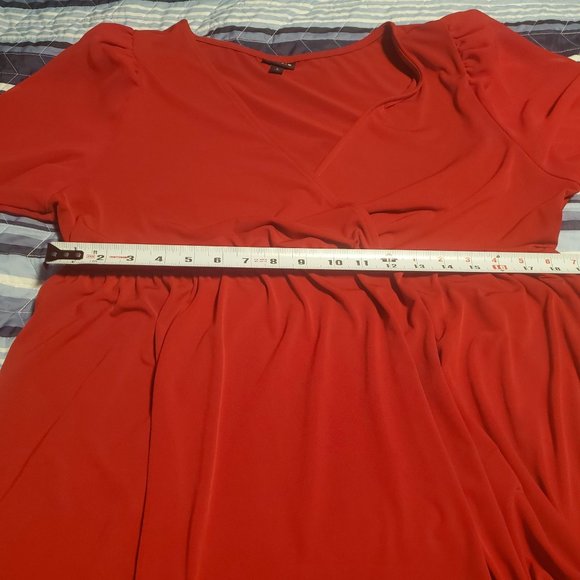 Torrid Sz 2X Babydoll Wrap Chiffon Sleeves Surplice Top Red Christmas Holiday - Picture 6 of 10